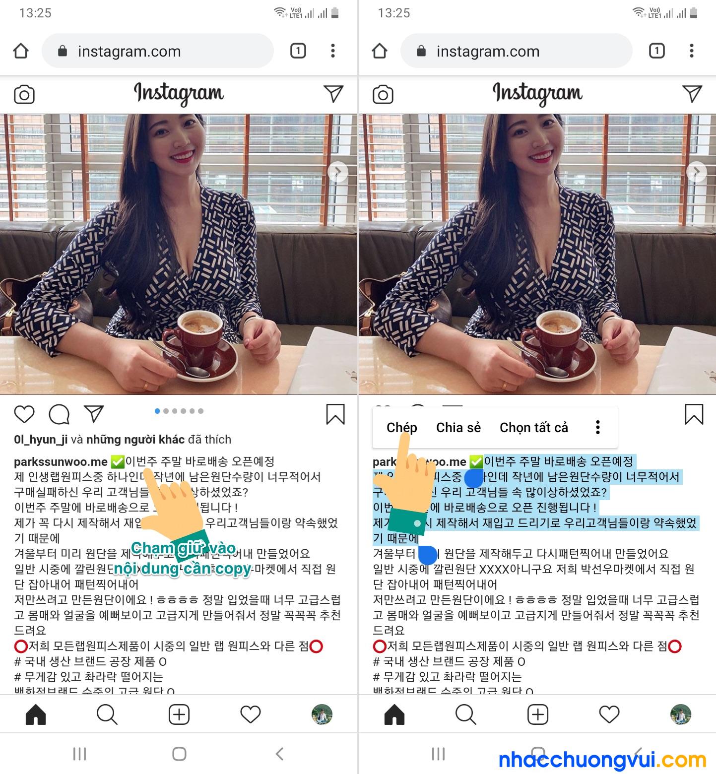 Cách copy caption, bình luận, hashtag... trên instagram bằng điện thoại