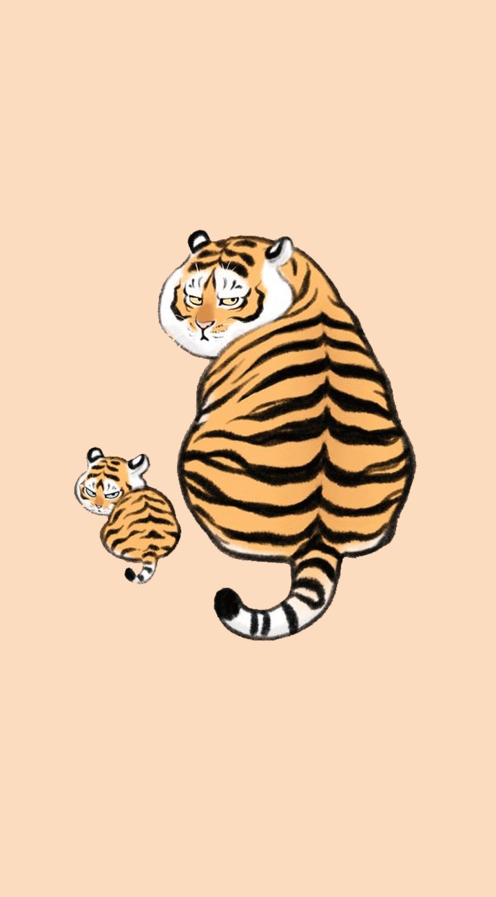 Hình nền 2 con hổ nhìn mặt quay lại dễ thương