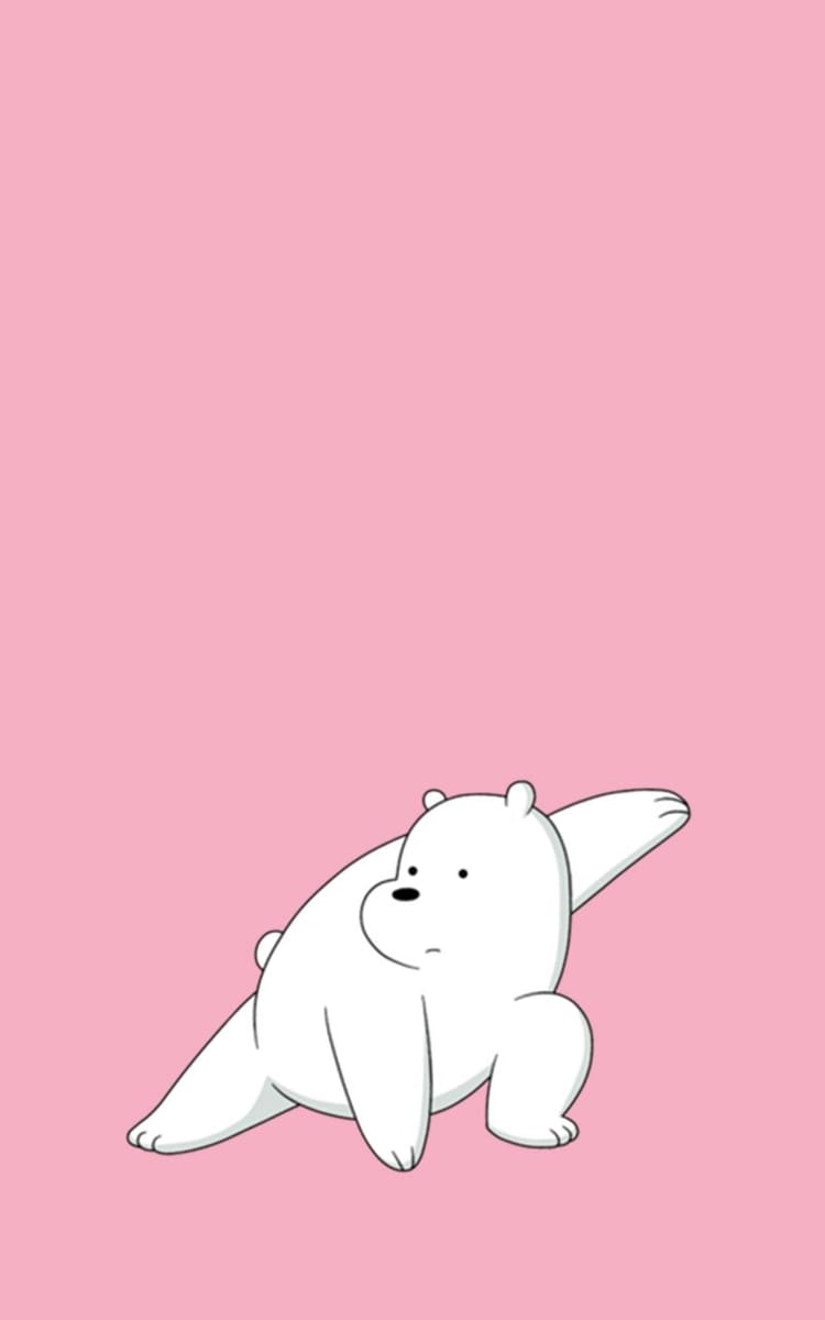 Ảnh nền gấu trắng hoạt hình dễ thương màu hồng